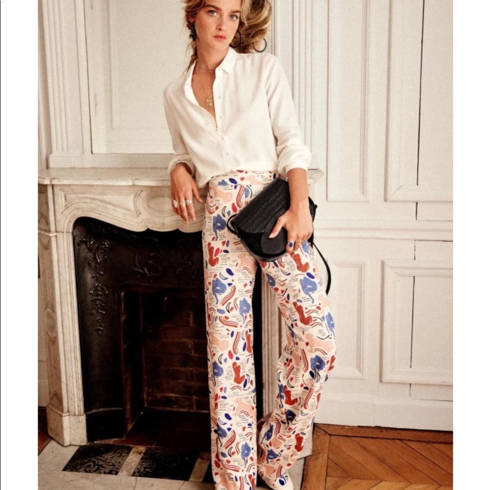 Sezane Baptisto Matte Silk Trousers. 36